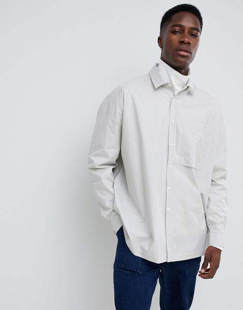 Asos White ‒ Grau Gestreiftes Oversize-hemd - Grau