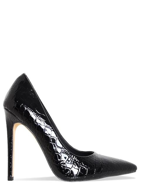 black croc court shoes