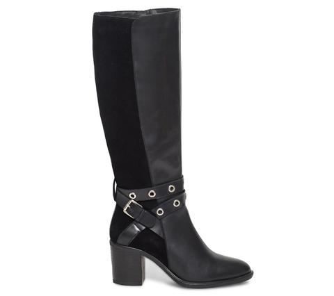 Botte Cuir Noir Mollets Fins Avec Brides A Oeillets From Eram On 21 Buttons