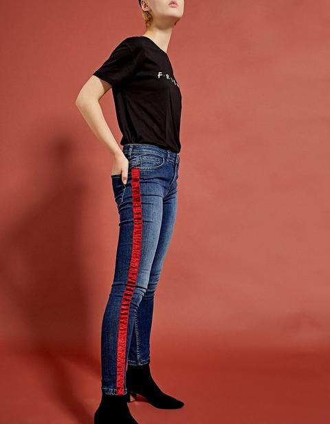 Pantalon High Waist Con Detalle Velvet