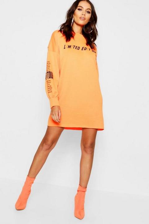 Limited Edition Printed Balloon Sleeve Sweatshirt Dress