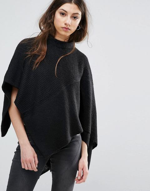 Noisy May Roll Neck Poncho Jumper - Black