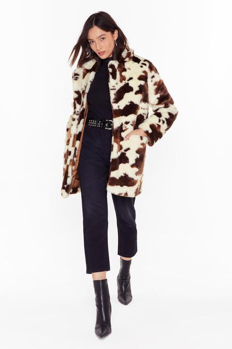 Womens How Now Faux Fur Cow Coat