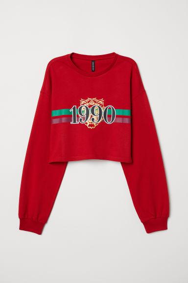 H & M - Sudadera Corta Con Estampado - Rojo