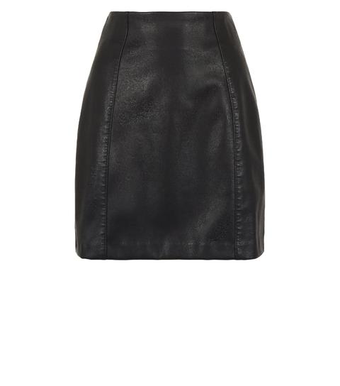 Black Coated Leather-look Mini Skirt New Look