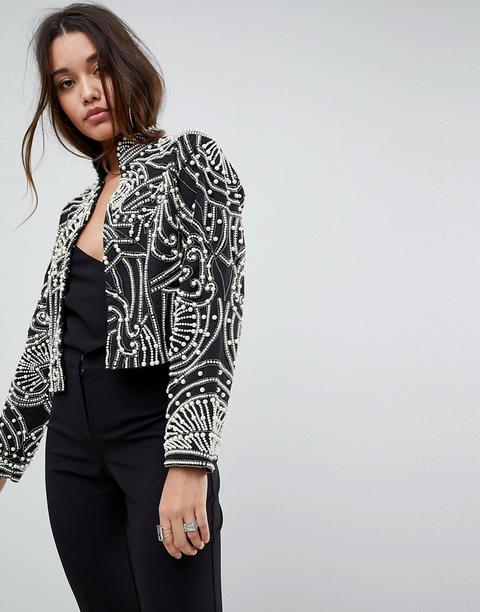 Asos Pearl Embellishment Jacket - Multi