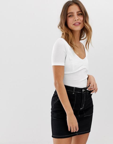 Bershka - Crop Top - Blanc