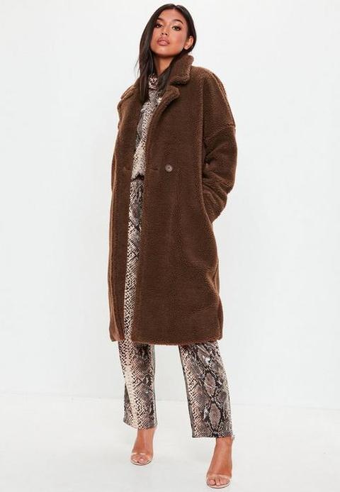 Brown Chunky Borg Teddy Coat, Chocolate