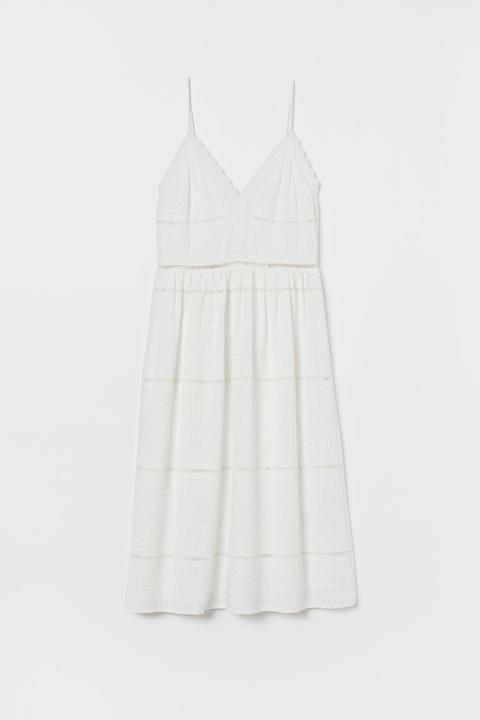 H & M - Abito Con Ricamo - Bianco