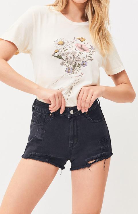 black denim festival shorts