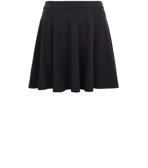 Curves Black Flounce Skater Skirt New Look