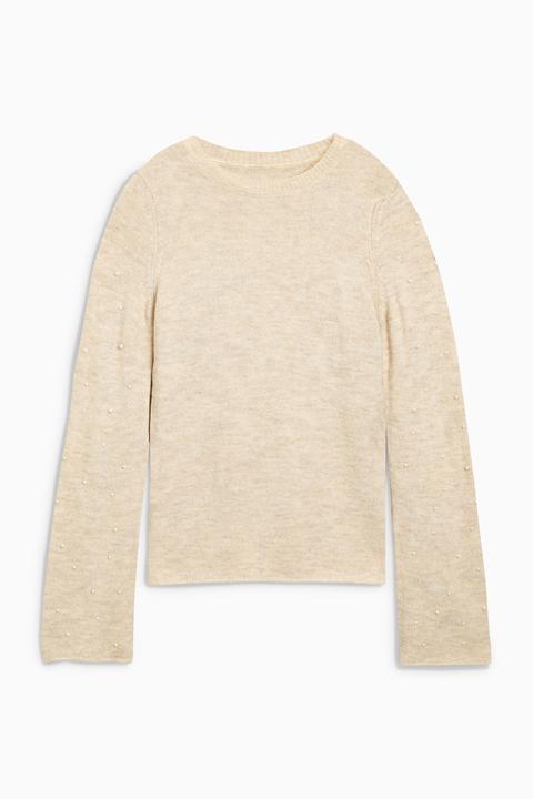 Oatmeal Pearl Sleeve Sweater