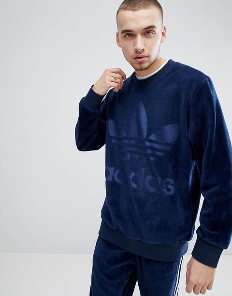 Adidas Originals - Adicolor - Marineblaues Velours-sweatshirt