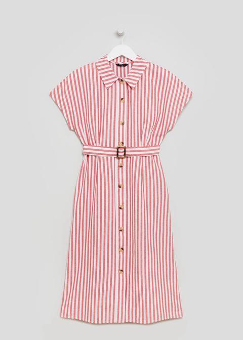 Papaya Petite Stripe Belted Shirt Dress