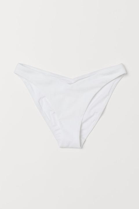 H & M - Slip Bikini Con Linea A V - Bianco