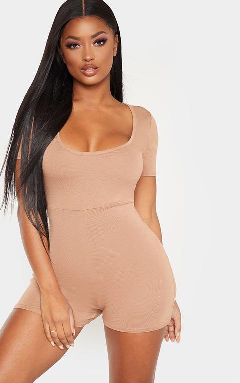 Shape Camel Jersey Short Sleeve Unitard, Camel
