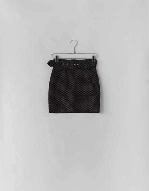 Falda Mini Jacquard Con Cinturón