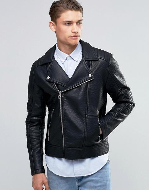 Chaqueta Biker De Efecto Cuero De Esprit