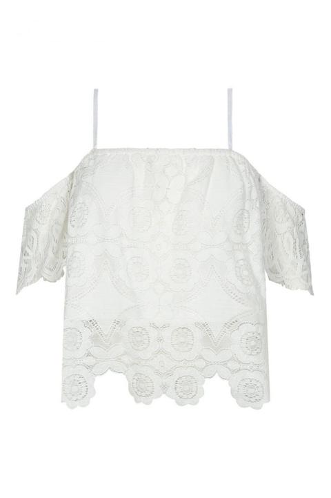 Top In Pizzo Bianco E Spalle Nude