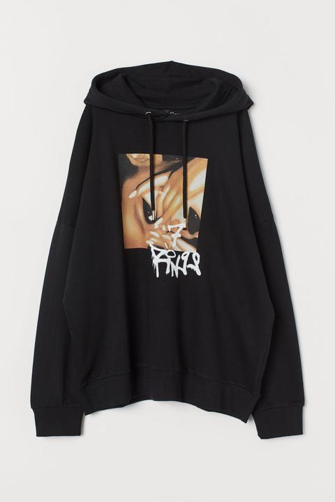 Oversized Hooded Top - Black