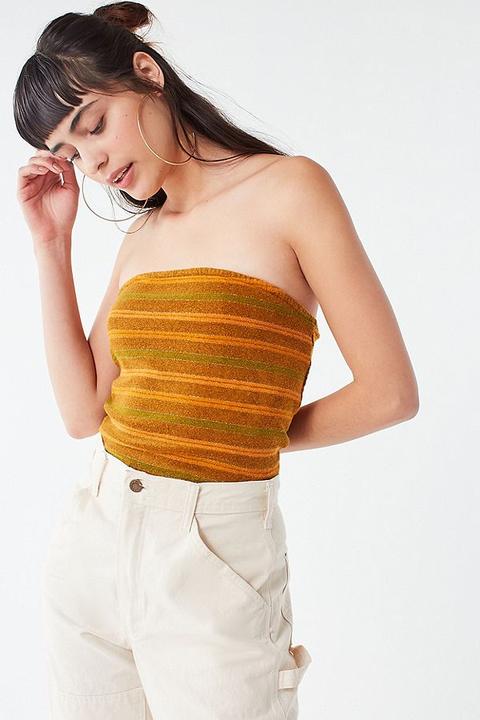 yellow striped tube top