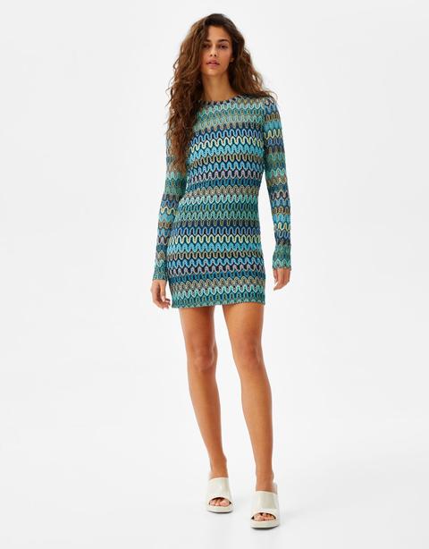 Vestido Mini Manga Larga Cut Out Lateral