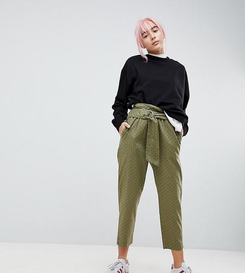 Pantalones Con Pinzas Suaves En Caqui Con Lunares Negros De Asos Design