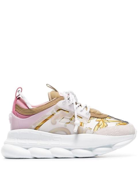 Versace - Multicoloured Chain Reaction Baroque Leather And Fabric Sneakers