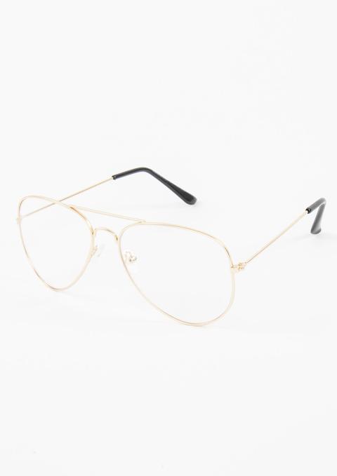 Penelope Gold Geek Clear Lens Aviator Glasses