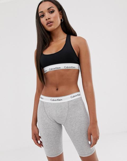 Calvin Klein Modern Cotton Legging Short With Logo Waistband In Grey