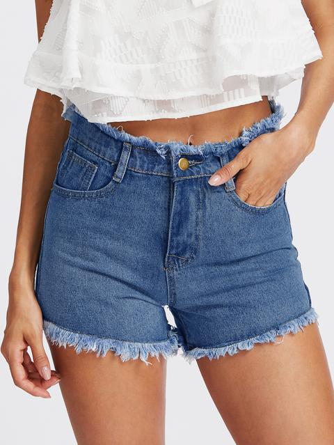 Fray Hem Denim Shorts