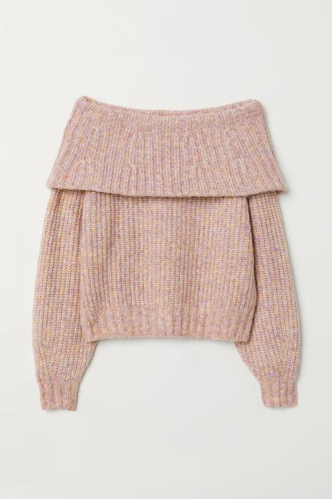 H & M - Off-the-shoulder Jumper - Purple