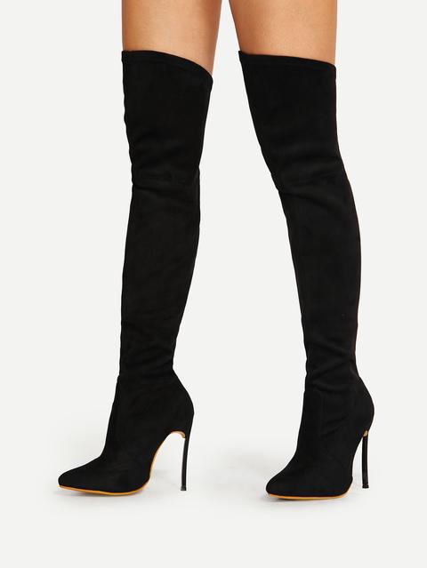 Pointed Toe Stiletto Heeled Thigh High Boots