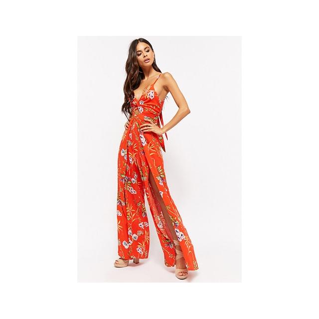 red overlay jumpsuit