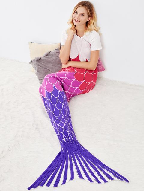 Multicolor Textured Fish Tail Mermaid Blanket