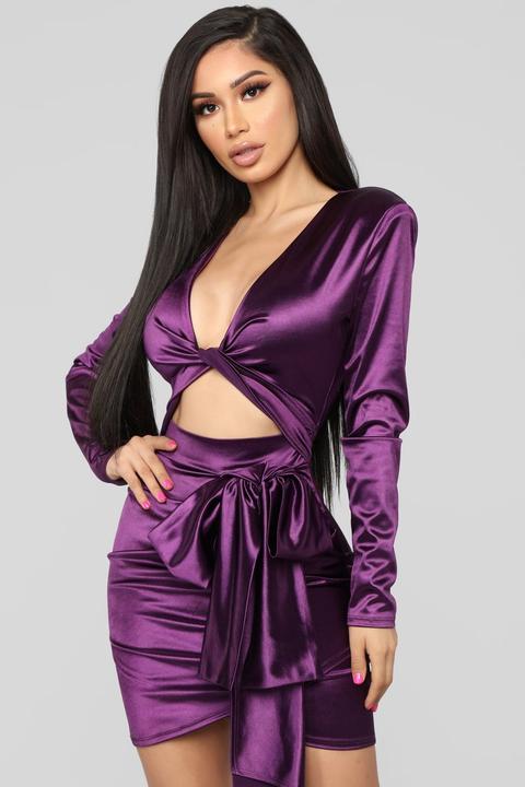 Twenty Fun Satin Dress - Purple