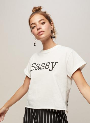 Womens Petite White 'sassy' Slogan T-shirt, White