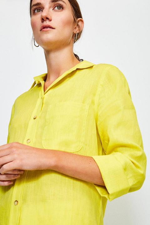 Karen Millen Linen Shirt, Yellow