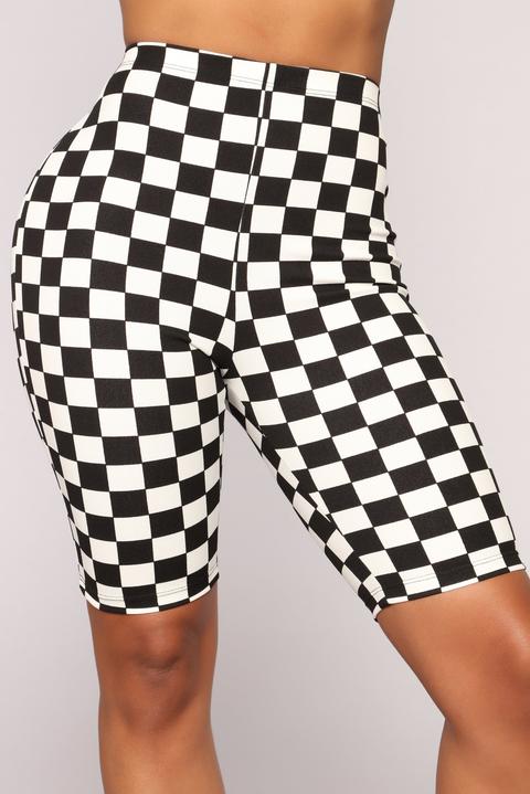 black and white biker shorts