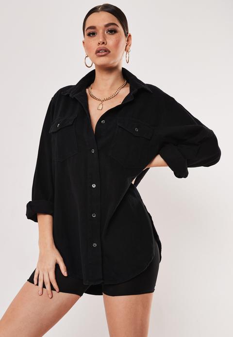 Chemise En Jean Noire Oversize