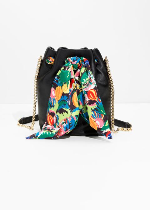 Tropical Tie Bucket Bag - Black