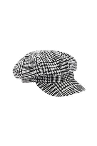 Forever 21 Glen Plaid Cabby Hat , Black/white