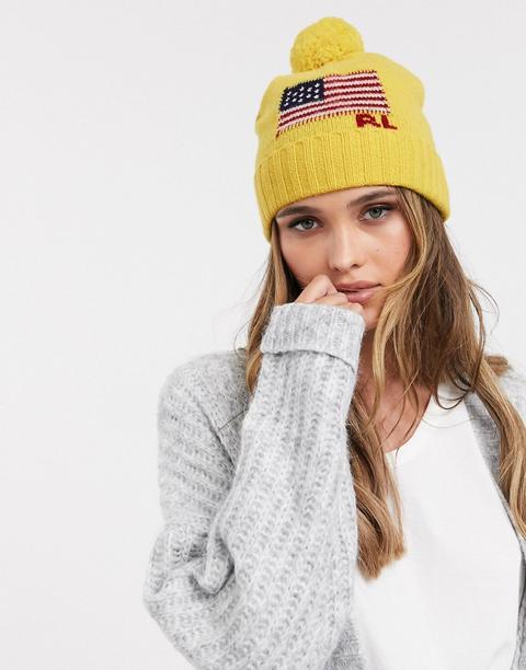 Gorro De Lana Con Bandera De Polo Ralph Lauren-amarillo