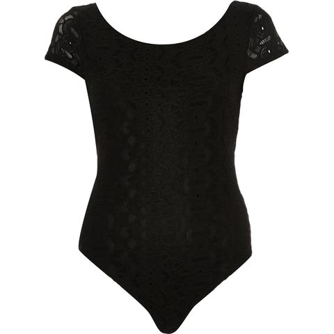 Black Lace Scoop Neck Bodysuit