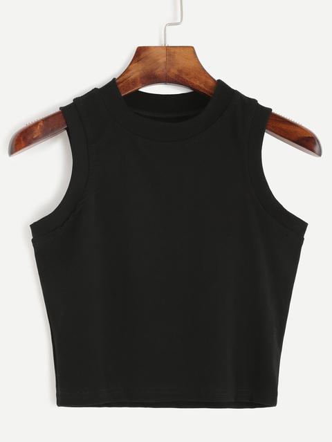 Top Sin Mangas Cuello Redondo - Negro