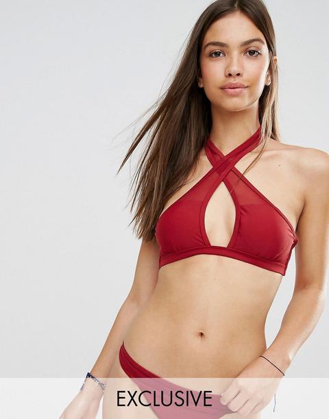 Top De Bikini Rojo Con Diseño Cruzado Mix And Match De South Beach