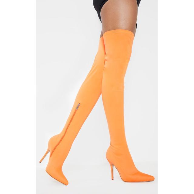 Neon Orange Thigh High Sock Boot from 