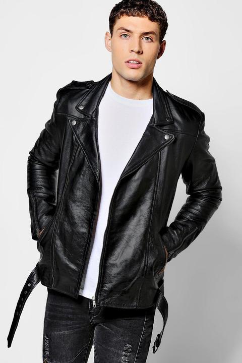 Black Real Leather Biker Jacket