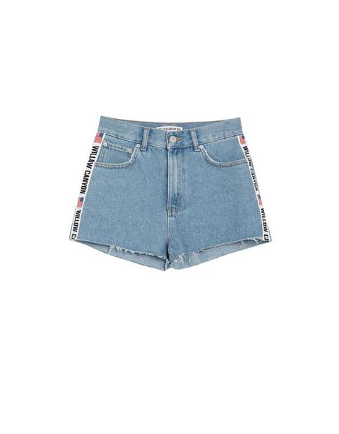 Shorts Denim Mom Fit Banda Lateral