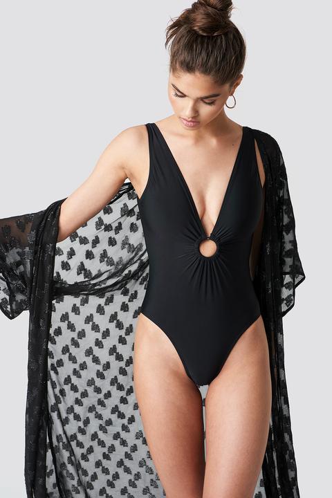 Na-kd Swimwear Circle Detail Swimsuit - Black